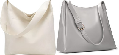 Trendycraft Women Grey, White Shoulder Bag(Pack of: 2)