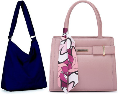 Trendycraft Women Pink, Blue Handbag(Pack of: 2)