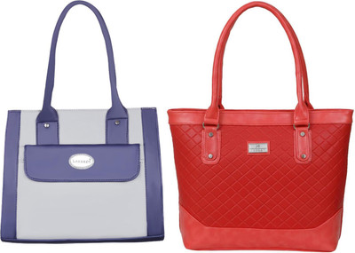 Lazzaroo Women Grey, Red Shoulder Bag(Pack of: 2)