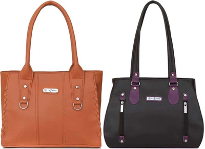 Lazzaroo Women Tan, Multicolor Shoulder Bag(Pack of: 2)
