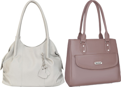 semiize Women White, Pink Shoulder Bag(Pack of: 2)