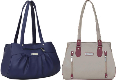 Lazzaroo Women Blue, Beige Shoulder Bag(Pack of: 2)