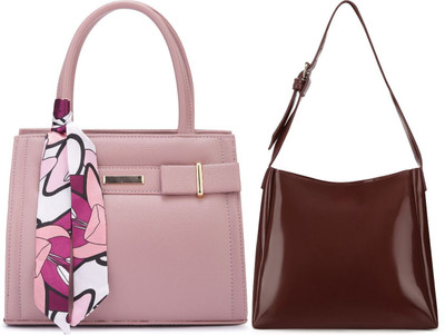 Trendycraft Women Pink, Brown Handbag(Pack of: 2)