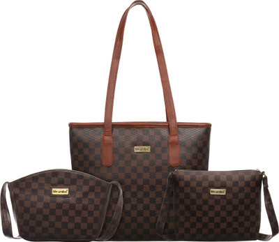 Unibo Women Brown Hand-held Bag(Pack of: 3)