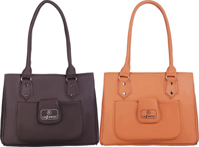 Lazzaroo Women Brown, Tan Shoulder Bag(Pack of: 2)
