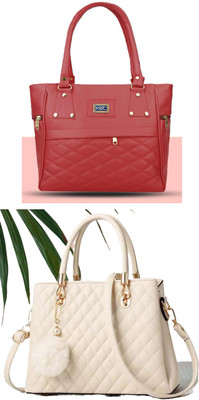 KSC Women Maroon, White Handbag