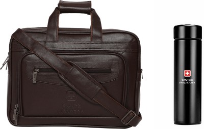SWISS MILITARY Black Soft-Sided Messenger Bag with Digital Vacuum Flask Messenger Bag(Black, 14 L)