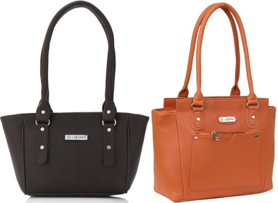 Lazzaroo Women Brown, Tan Shoulder Bag(Pack of: 2)