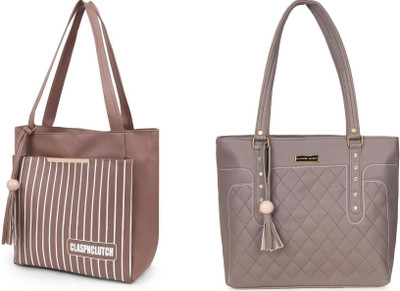 ARNLC Women Beige, Grey Handbag(Pack of: 2)