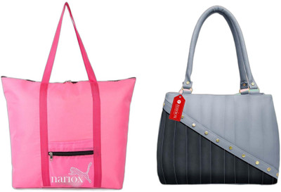 Nariox Women Grey, Pink Satchel(Pack of: 2)