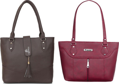 Lazzaroo Women Brown, Maroon Shoulder Bag(Pack of: 2)