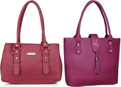 Lazzaroo Women Red, Maroon Shoulder Bag(Pack of: 2)