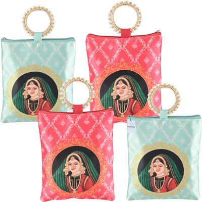 HOMESTIC Women Green, Red Handbag(Pack of: 4)