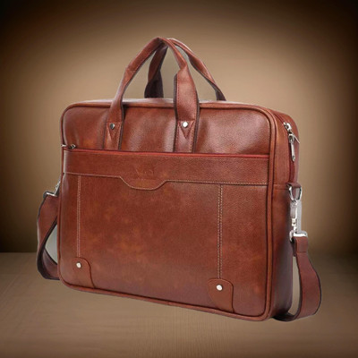 JairaJ hand Messenger laptop Bag Men & Women - Extra Spacious Synthetic Leather Waterproof Messenger Bag(Tan, 1584 L)