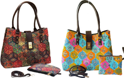 CRAFTWELL Women Multicolor Tote(Pack of: 2)