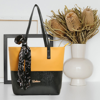 LoveHush Yellow Hand-held Bag CROCO_TIE_YELLOW