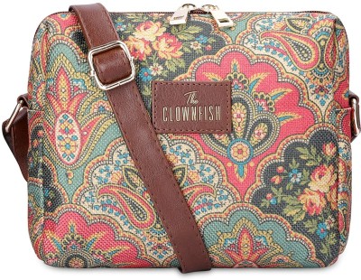 The CLOWNFISH Pink, Multicolor Sling Bag Isla Printed Handicraft Fabric Crossbody bag for Women, Dark Pink