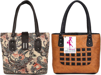 MSK Collection Women Multicolor, Tan Messenger Bag(Pack of: 2)
