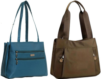 Zaxcer Women Blue, Brown Handbag(Pack of: 2)