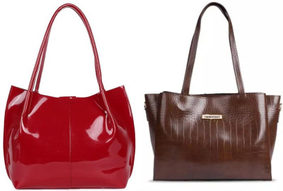 Trendycraft Women Brown, Red Shoulder Bag(Pack of: 2)