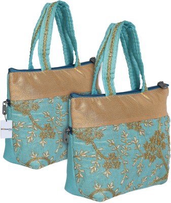 HOMESTIC Women Blue Handbag(Pack of: 2)