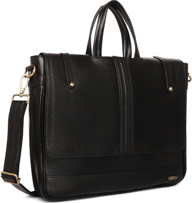 Stamp Genuine Leather Black Executive Laptop Bag Unisex Edition Waterproof Laptop Sleeve/Cover(Black, 17 inch)