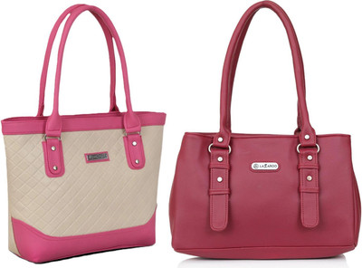 Lazzaroo Women Beige, Pink, Red Shoulder Bag(Pack of: 2)