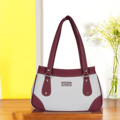 cretour Women Grey, Maroon Handbag