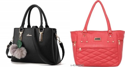 house of common Women Black, Pink Handbag(Pack of: 2)