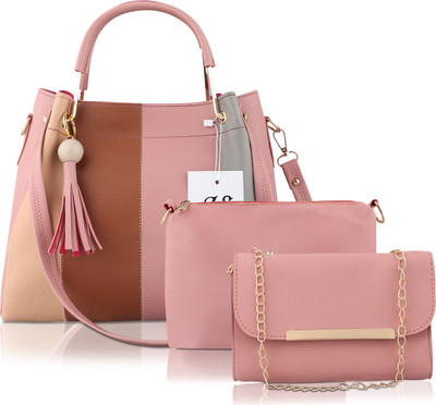 TCRAZY Women Pink Handbag(Pack of: 3)