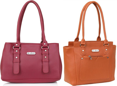 Lazzaroo Women Red, Tan Shoulder Bag