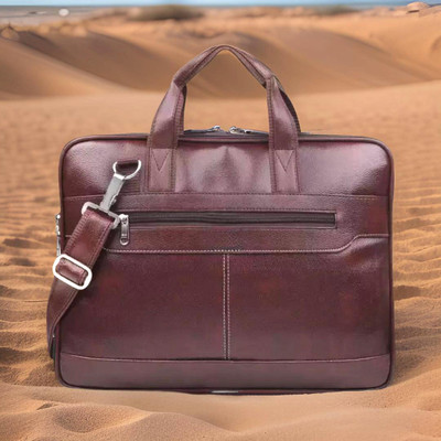 JairaJ Unisex Synthetic Leather Laptop Shoulder Messenger Bag men women Waterproof Messenger Bag(Brown, 454 L)