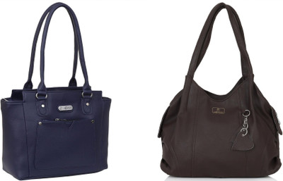 Lazzaroo Women Blue, Brown Shoulder Bag(Pack of: 2)