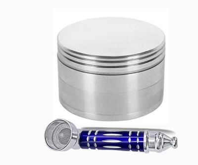 LIEU 52MM Silver Crusher & 3 Inch Metal Pipe Hand Muller Grinder