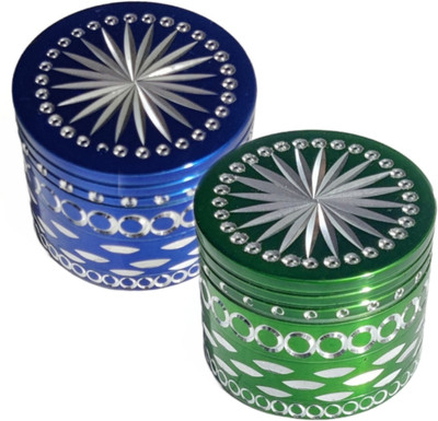 H.K. INTERNATIONAL 50 mm diamond cut metallic crusher/grinder filter 4 part blue/green combo set Hand Muller Grinder