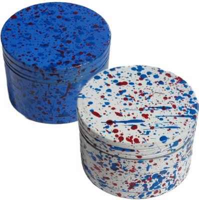 H.K. INTERNATIONAL 42 mm marble blue/white crusher grinder with honey dust filter 4 part combo set Hand Muller Grinder
