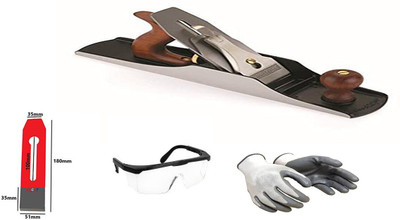 Digital Craft Steel Block Carpenter Plane 14-inch with Blade Saftey Gloves Saftey Goggles 35 Hand Plane(35 cm)
