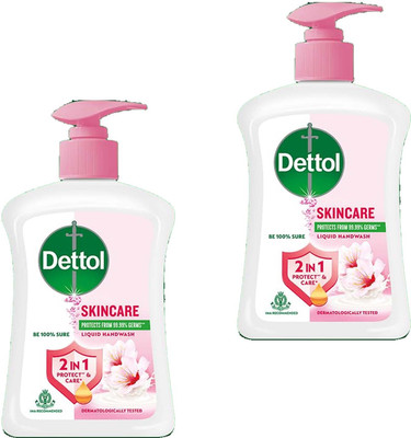 Dettol Liquid Handwash Bottle Pump For Refresh & Germs Protect Hand Pack of - 200ml x 2 Hand Wash Pump + Refill(2 x 200 ml)