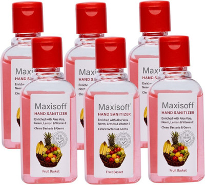 Maxisoft Sanitizer (Fruit Basket) | Aloe & Neem | Paraben Free Hand Sanitizer Bottle(6 x 60 ml)