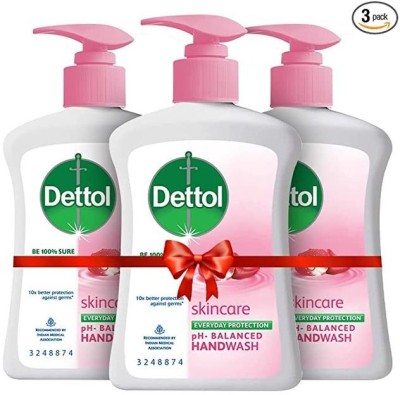 Dettol Skincare Handwash Liquid Soap Pump, 200ml, Pack of 3 Hand Wash Pump Dispenser(3 x 200 ml)