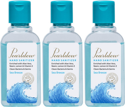 Pearldew (Sea Breeze) 60 ml | Aloe & Neem | Paraben Free Hand Sanitizer Bottle(3 x 60 ml)