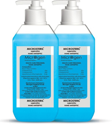 Microgen Microsteril each 500 ml pack of 2 Hand Rub Pump Dispenser(1000 ml)
