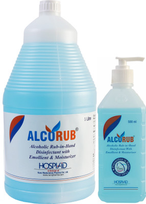 alcorub Handrub 500 Ml + 5 Ltr. Hand Rub Pump + Refill(2 x 2.75 L)