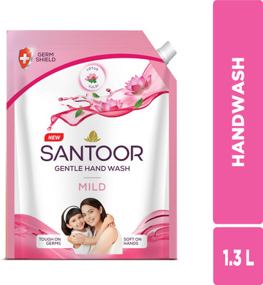 Santoor by Wipro Mild Gentle with Goodness of Lotus & Tulsi Hand Wash Refill Pouch(1.3 L)