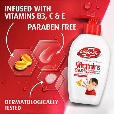 LIFEBUOY Total 10 Germs Protection Handwash 189ml Hand Wash Bottle + Refill(369 ml)