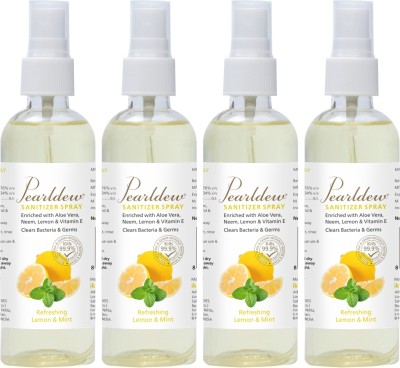 Pearldew Sanitizer Spray (Lemon & Mint) | Aloe & Neem | Paraben Free 120 ml Hand Sanitizer Bottle(4 x 120 ml)