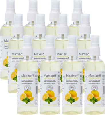 Maxisoft Sanitizer Spray (Lemon & Mint) 120 ml | Aloe & Neem | Paraben Free Hand Sanitizer Bottle(12 x 120 ml)