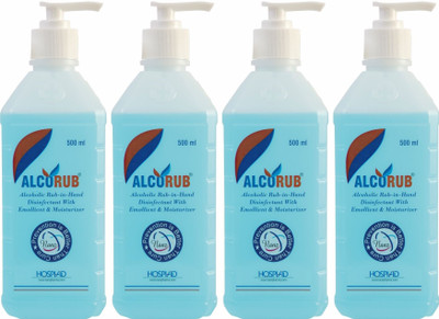 alcorub Handrub 500 ML (Pack of 4) Hand Sanitizer Bottle(4 x 0.5 L)