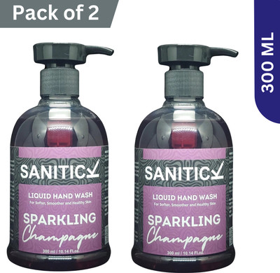 Sanitick Liquid Handwash - Sparkling Champagne |-Gentle & Refreshing Formula for Clean Hand Wash Bottle(2 x 300 ml)