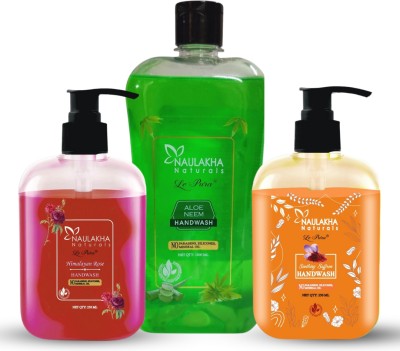 Lenatura Le Pura Combo of Aloe Neem 1L with Soothing Saffron + Himalayan Rose 250ML Hand Wash Bottle(1.5 L)